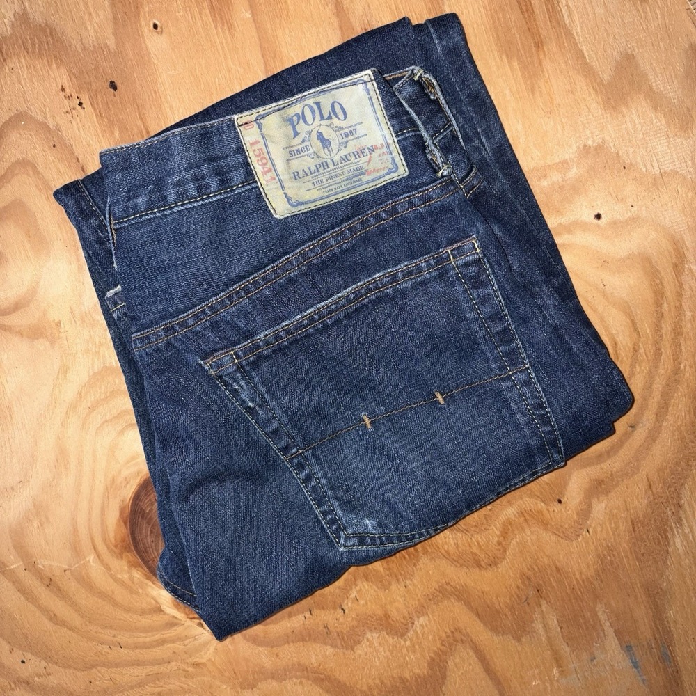 Polo Ralph Lauren Vintage‎ 67 Men's Jeans Dark Wash Straight 32x32 Distressed
